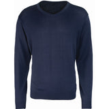 Men's Knitted V Neck Sweater - Navy