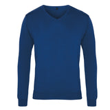 Men's Knitted V Neck Sweater - Royal Blue