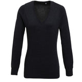 Women's Knitted V Neck Sweater - Charcoal