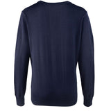 Women's Knitted V Neck Sweater - Navy