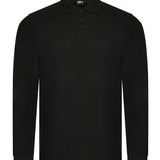 Men's Premium Breathable Long Sleeve Polo Shirt- Black