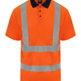 Men's Professional High Visibility Polo Shirt - Orange/Navy