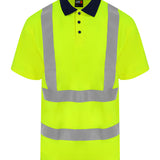 Men's Professional High Visibility Polo Shirt - Yellow/Navy