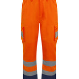 Unisex Professional High Visibility Water Repellent Cargo Trousers - Orange