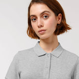 Women's Premium 100% Cotton Polo Shirt - Heather Grey