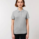 Women's Premium 100% Cotton Polo Shirt - Heather Grey