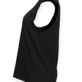 Women's Classic High Neck Raw Edge Hem Vest - Black