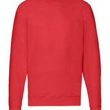 Classic Lightweight Crew Neck Raglan Style Cotton Sweatshirt - Red