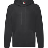 Classic Lightweight Raglan Style Cotton Hooded Sweatshirt - Black