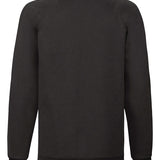 Unisex Classic Raglan Style Ribbed Neck Cotton Sweatshirt - Black