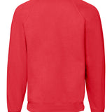 Unisex Classic Raglan Style Ribbed Neck Cotton Sweatshirt - Red