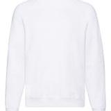 Unisex Classic Raglan Style Ribbed Neck Cotton Sweatshirt - White