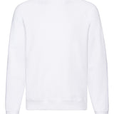 Unisex Classic Raglan Style Ribbed Neck Cotton Sweatshirt - White