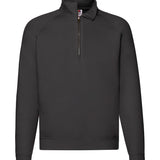 Men's Professional Raglan Style Quarter Zip Cotton Sweatshirt - Black