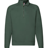 Men's Professional Raglan Style Quarter Zip Cotton Sweatshirt - Bottle Green