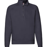 Men's Professional Raglan Style Quarter Zip Cotton Sweatshirt  - Navy