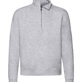 Men's Professional Raglan Style Quarter Zip Cotton Sweatshirt - Heather Grey