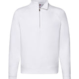 Men's Professional Raglan Style Quarter Zip Cotton Sweatshirt  - White