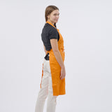 Unisex Professional Poly/Cotton Adjustable Bib Apron - Orange