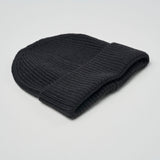 Unisex Super Warm Classic Ribbed Knitted Beanie - Black