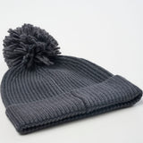 Unisex Classic Knit Pom Pom Beanie - Graphite Grey