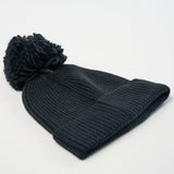 Unisex Classic Knit Pom Pom Beanie - Black