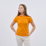 Women's Classic Cotton Short Sleeve Pique Polo Shirt - Orange