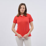 Women's Classic Cotton Short Sleeve Pique Polo Shirt - Red