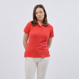 Women's Classic Cotton Short Sleeve Pique Polo Shirt - Red