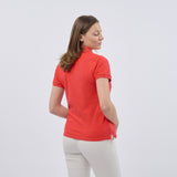 Women's Classic Cotton Short Sleeve Pique Polo Shirt - Red