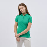 Women's Classic Cotton Short Sleeve Pique Polo Shirt - Green