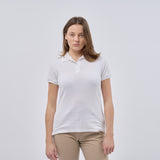 Women's Classic Cotton Short Sleeve Pique Polo Shirt - White