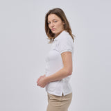 Women's Classic Cotton Short Sleeve Pique Polo Shirt - White