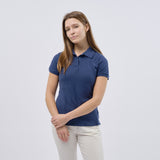 Women's Classic Cotton Short Sleeve Pique Polo Shirt - Navy