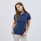 Women's Classic Cotton Short Sleeve Pique Polo Shirt - Navy