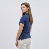 Women's Classic Cotton Short Sleeve Pique Polo Shirt - Navy