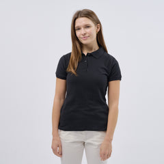 Women's Classic Cotton Short Sleeve Pique Polo Shirt - Black