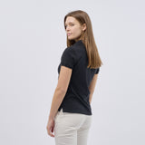 Women's Classic Cotton Short Sleeve Pique Polo Shirt - Black