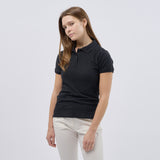 Women's Classic Cotton Short Sleeve Pique Polo Shirt - Black