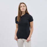 Women's Classic Cotton Short Sleeve Pique Polo Shirt - Black