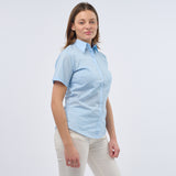 Women's Professional Short Sleeve Breathable Poplin Blouse - Light Blue