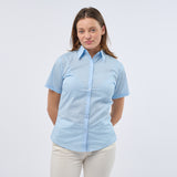 Women's Professional Short Sleeve Breathable Poplin Blouse - Light Blue