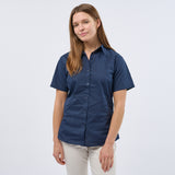 Women's Professional Short Sleeve Breathable Poplin Blouse - Navy