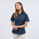 Women's Professional Short Sleeve Breathable Poplin Blouse - Navy