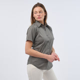 Women's Professional Short Sleeve Breathable Poplin Blouse - Dark Grey