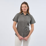 Women's Professional Short Sleeve Breathable Poplin Blouse - Dark Grey