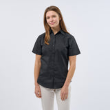 Women's Professional Short Sleeve Breathable Poplin Blouse - Black