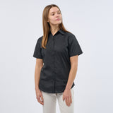 Women's Professional Short Sleeve Breathable Poplin Blouse - Black