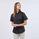 Women's Professional Short Sleeve Breathable Poplin Blouse - Black