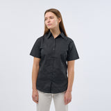 Women's Professional Short Sleeve Breathable Poplin Blouse - Black